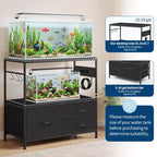 Mobile per acquario da 75-110 litri, supporto per acquario con struttura in metallo e cassetti, mobile doppio per tartarughiera (acquario non incluso)