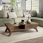 Kress Mid-Century Modern Walnut 47-inch Glass Insert 1-Shelf Coffee Table by Furniture of America