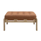 34 Pouf ottomano capitonné, tavolino ottomano quadrato in pelle con struttura in legno di gomma