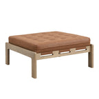 34 Pouf ottomano capitonné, tavolino ottomano quadrato in pelle con struttura in legno di gomma