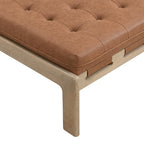 34 Pouf ottomano capitonné, tavolino ottomano quadrato in pelle con struttura in legno di gomma