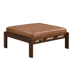 34 Pouf ottomano capitonné, tavolino ottomano quadrato in pelle con struttura in legno di gomma