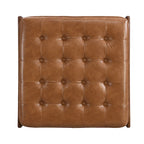 34 Pouf ottomano capitonné, tavolino ottomano quadrato in pelle con struttura in legno di gomma