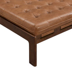 34 Pouf ottomano capitonné, tavolino ottomano quadrato in pelle con struttura in legno di gomma