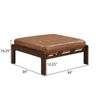 34 Pouf ottomano capitonné, tavolino ottomano quadrato in pelle con struttura in legno di gomma
