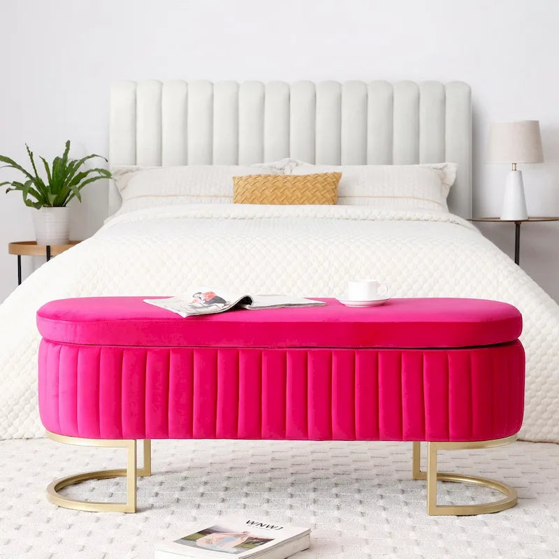 Panca portaoggetti Panca da camera da letto, Rosa rossa