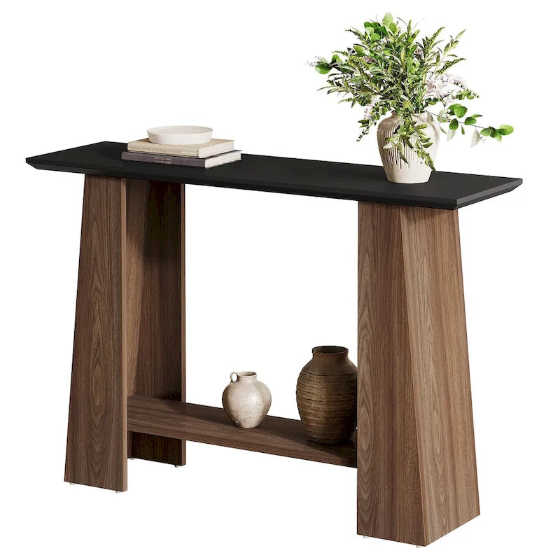 Tavolino da divano stretto 47 con ripiani per soggiorno e piccoli spazi - 47,24 L x 13,78 P x 35,43 H