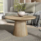 Tavolino moderno rotondo con base in legno massello