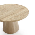 Tavolino moderno rotondo con base in legno massello