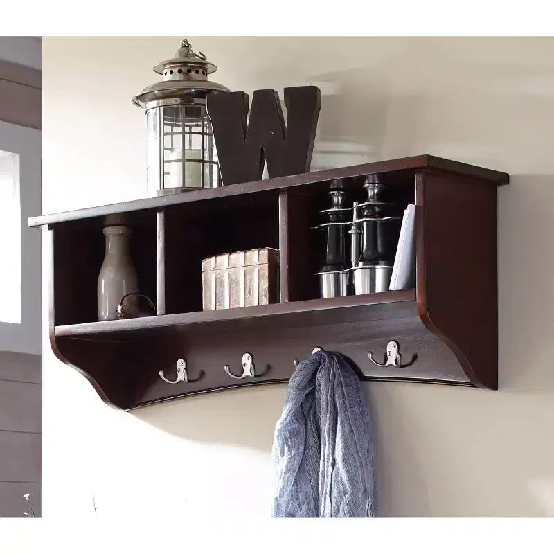 Appendiabiti a muro Shaker Cottage con vano portaoggetti - Alaterre Furniture