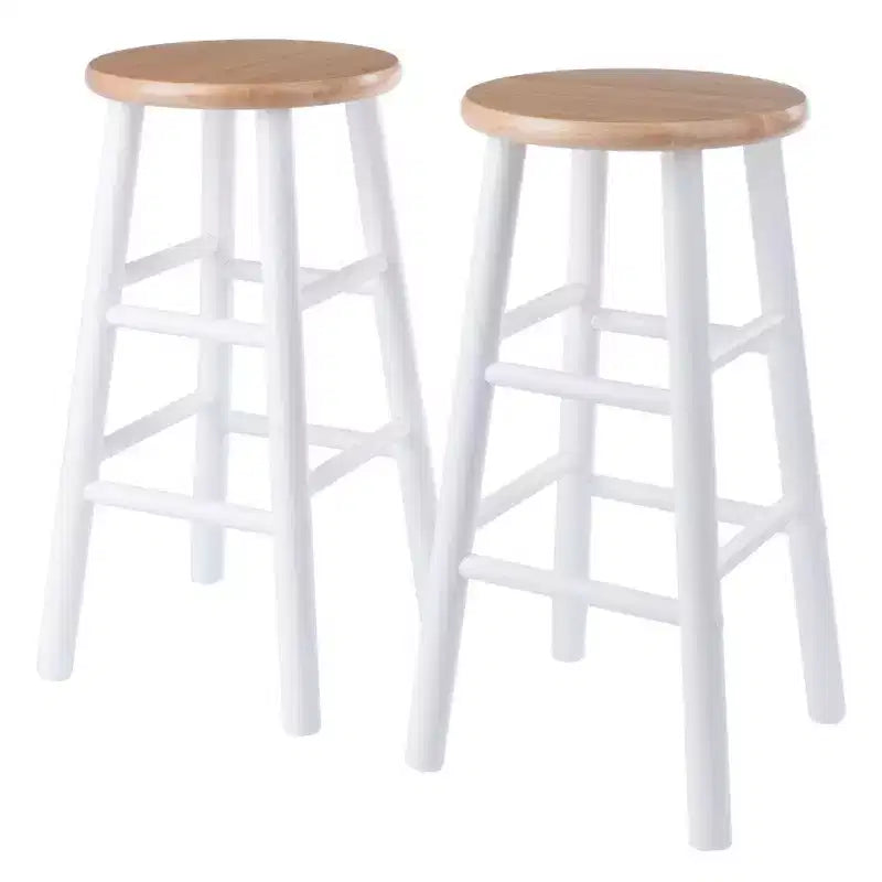 Winsome 2pc 24" Huxton Counter Height Barstools Natural/White
