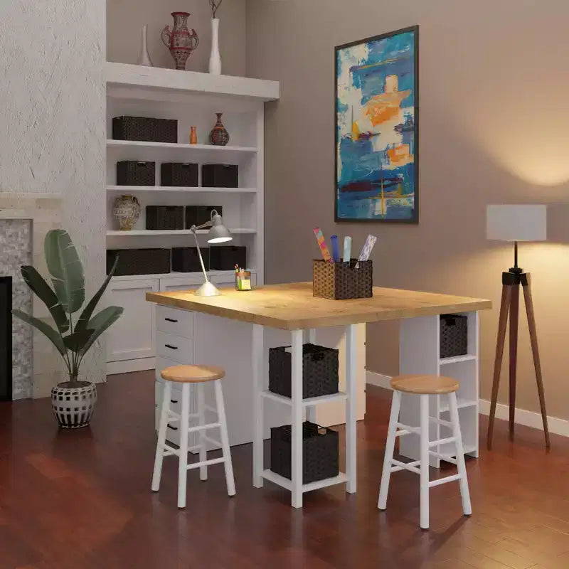 Winsome Sgabelli da bar Huxton altezza bancone, set da 2, 61 cm, colore naturale/bianco