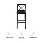 Sgabello da bar X Back in legno Torino da 76 cm - Nero - Linon: Legno massello di gomma, Senza imbottitura, Senza braccioli