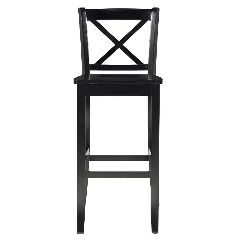 Sgabello da bar X Back in legno Torino da 76 cm - Nero - Linon: Legno massello di gomma, Senza imbottitura, Senza braccioli