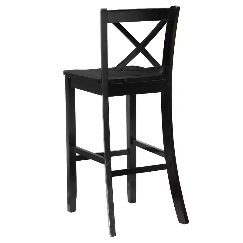 Sgabello da bar X Back in legno Torino da 76 cm - Nero - Linon: Legno massello di gomma, Senza imbottitura, Senza braccioli