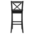 Sgabello da bar X Back in legno Torino da 76 cm - Nero - Linon: Legno massello di gomma, Senza imbottitura, Senza braccioli