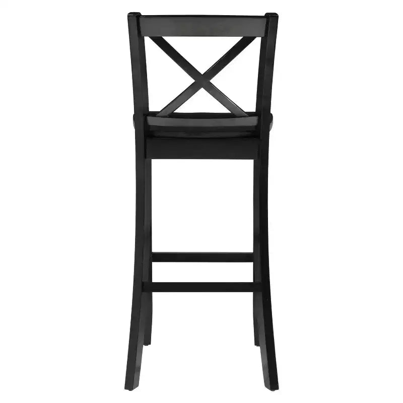 Sgabello da bar X Back in legno Torino da 76 cm - Nero - Linon: Legno massello di gomma, Senza imbottitura, Senza braccioli