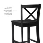 Sgabello da bar X Back in legno Torino da 76 cm - Nero - Linon: Legno massello di gomma, Senza imbottitura, Senza braccioli