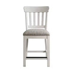 Set di 2 sgabelli da bar Drake Slat Back Cushion Seat, altezza bancone, 61 cm, bianco rustico/rovere francese - Intercon