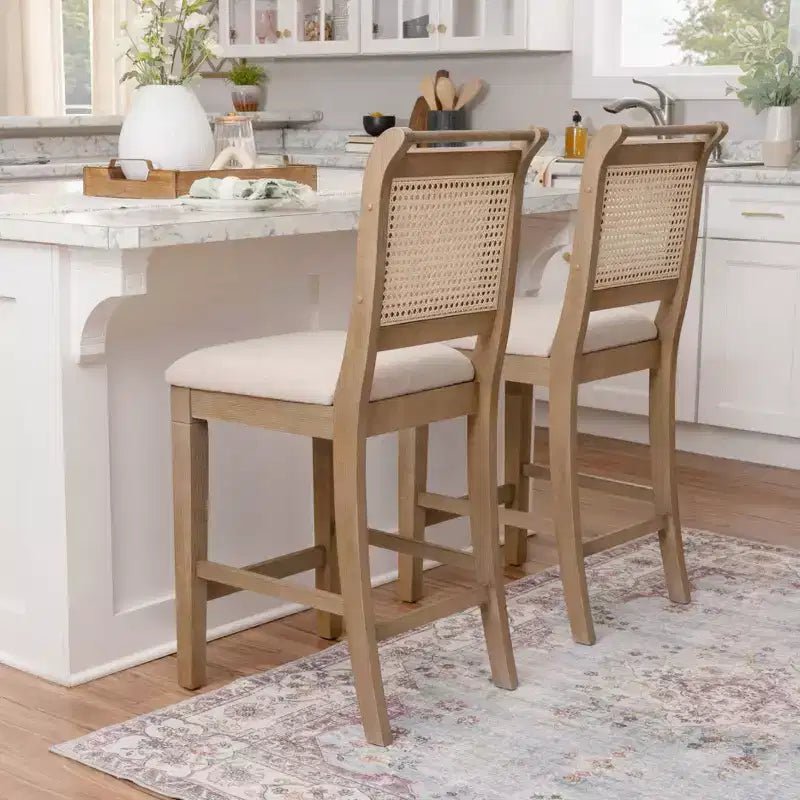 Sgabello da bar Linon Emmy Cane Counter Height naturale