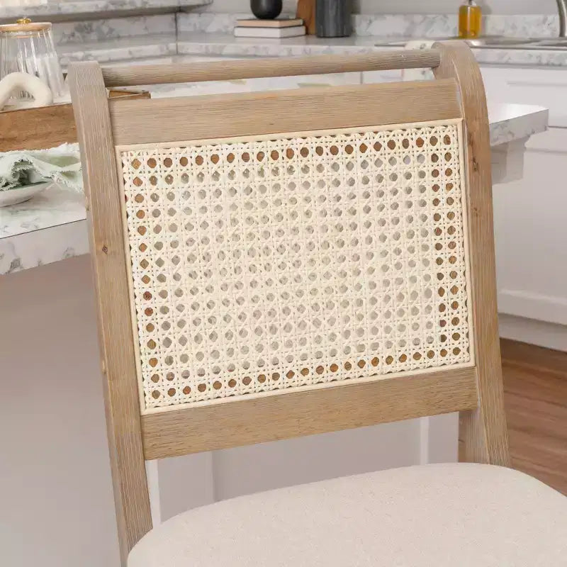 Sgabello da bar Linon Emmy Cane Counter Height naturale