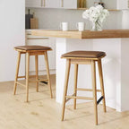 Nathan James Set di 2 Sgabelli da Bar Altezza Bancone Barker in Similpelle Marrone