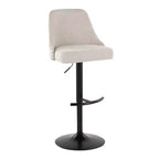 LumiSource Set di 2 Sgabelli da Bar Marcel con Borchie Metallo Nero/Tessuto Crema/Metallo Ottone