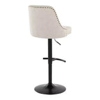 LumiSource Set di 2 Sgabelli da Bar Marcel con Borchie Metallo Nero/Tessuto Crema/Metallo Ottone
