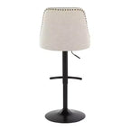LumiSource Set di 2 Sgabelli da Bar Marcel con Borchie Metallo Nero/Tessuto Crema/Metallo Ottone