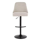 LumiSource Set di 2 Sgabelli da Bar Marcel con Borchie Metallo Nero/Tessuto Crema/Metallo Ottone