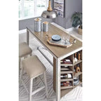 Signature Design by Ashley Set di 2 sgabelli da bar Skempton imbottiti ad altezza bancone Beige: Poliestere, Struttura in legno, Poggiapiedi