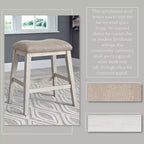 Signature Design by Ashley Set di 2 sgabelli da bar Skempton imbottiti ad altezza bancone Beige: Poliestere, Struttura in legno, Poggiapiedi