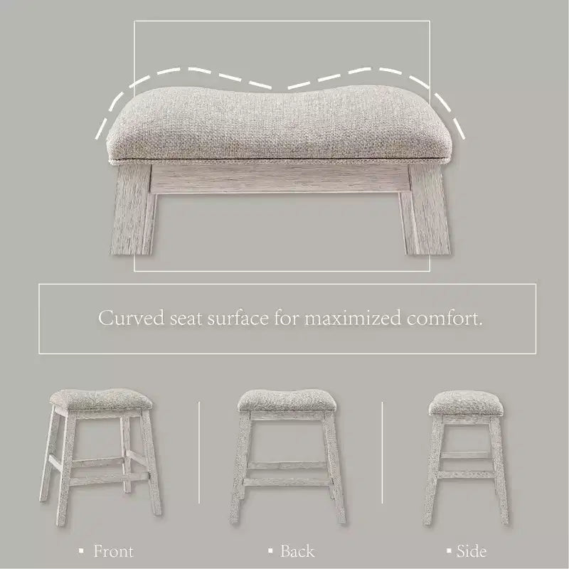 Signature Design by Ashley Set di 2 sgabelli da bar Skempton imbottiti ad altezza bancone Beige: Poliestere, Struttura in legno, Poggiapiedi