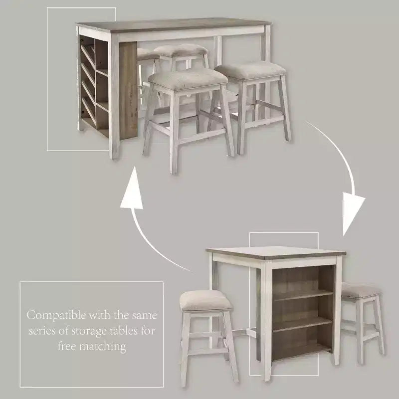 Signature Design by Ashley Set di 2 sgabelli da bar Skempton imbottiti ad altezza bancone Beige: Poliestere, Struttura in legno, Poggiapiedi