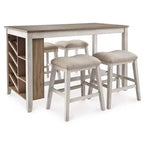 Signature Design by Ashley Set di 2 sgabelli da bar Skempton imbottiti ad altezza bancone Beige: Poliestere, Struttura in legno, Poggiapiedi