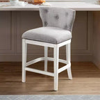 Sgabello da bar Miranda Swivel ad altezza bancone, bianco - Alaterre Furniture: 91 cm, imbottito, telaio in legno di gomma