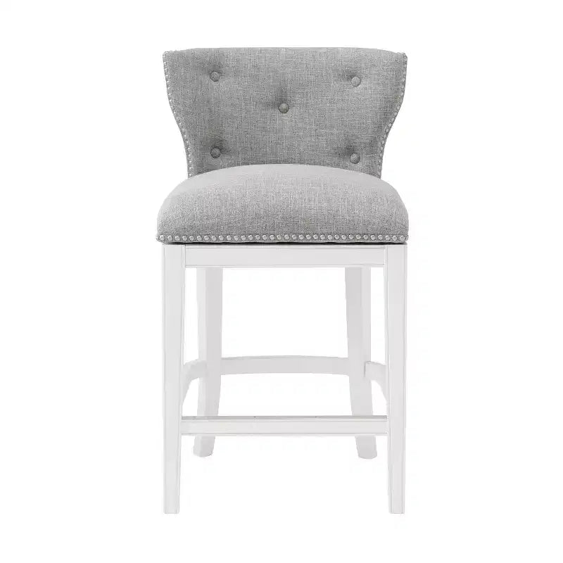 Sgabello da bar Miranda Swivel ad altezza bancone, bianco - Alaterre Furniture: 91 cm, imbottito, telaio in legno di gomma