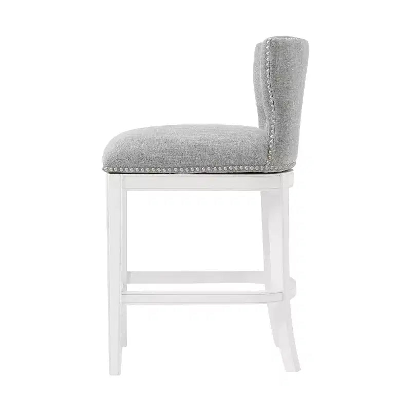 Sgabello da bar Miranda Swivel ad altezza bancone, bianco - Alaterre Furniture: 91 cm, imbottito, telaio in legno di gomma