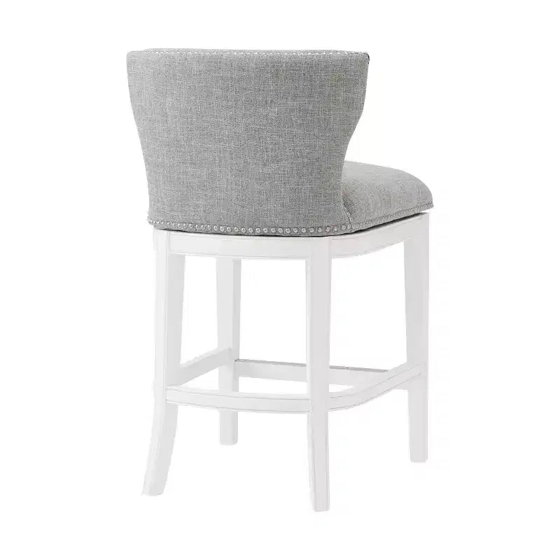 Sgabello da bar Miranda Swivel ad altezza bancone, bianco - Alaterre Furniture: 91 cm, imbottito, telaio in legno di gomma