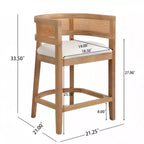 Christopher Knight Home Set di 2 Sgabelli da Bar Altezza Bancone Amir Contemporanei in Legno di Gomma Tappezzati con Schienale Curvo in Rattan Rovere
