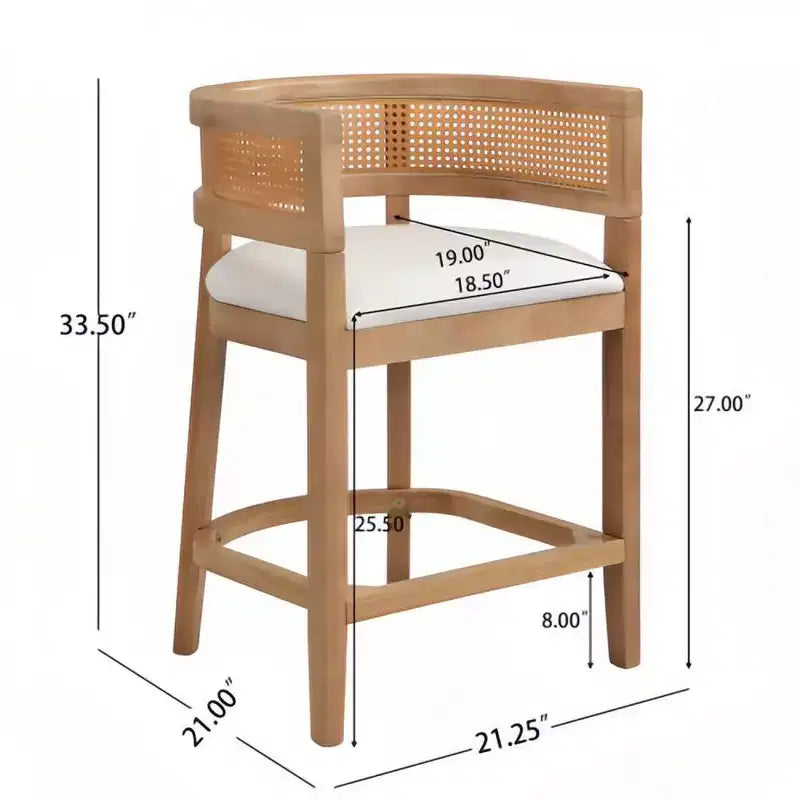 Christopher Knight Home Set di 2 Sgabelli da Bar Altezza Bancone Amir Contemporanei in Legno di Gomma Tappezzati con Schienale Curvo in Rattan Rovere
