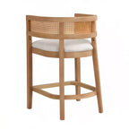 Christopher Knight Home Set di 2 Sgabelli da Bar Altezza Bancone Amir Contemporanei in Legno di Gomma Tappezzati con Schienale Curvo in Rattan Rovere