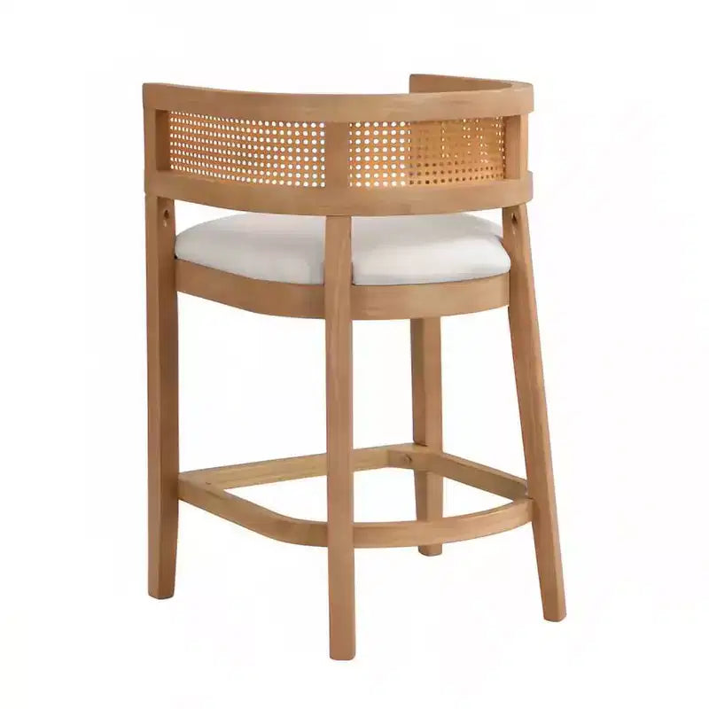 Christopher Knight Home Set di 2 Sgabelli da Bar Altezza Bancone Amir Contemporanei in Legno di Gomma Tappezzati con Schienale Curvo in Rattan Rovere