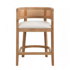 Christopher Knight Home Set di 2 Sgabelli da Bar Altezza Bancone Amir Contemporanei in Legno di Gomma Tappezzati con Schienale Curvo in Rattan Rovere