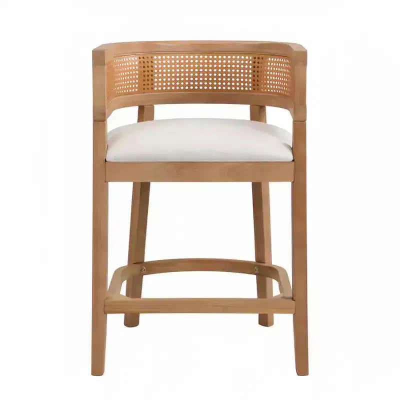Christopher Knight Home Set di 2 Sgabelli da Bar Altezza Bancone Amir Contemporanei in Legno di Gomma Tappezzati con Schienale Curvo in Rattan Rovere