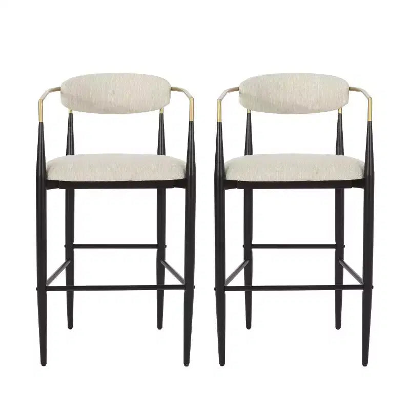 Christopher Knight Home Set of 2 30" Elmore Barstools Beige/Black/Gold