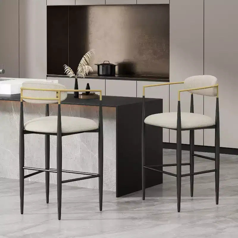 Christopher Knight Home Set di 2 sgabelli da bar Elmore da 76 cm Beige/Nero/Oro