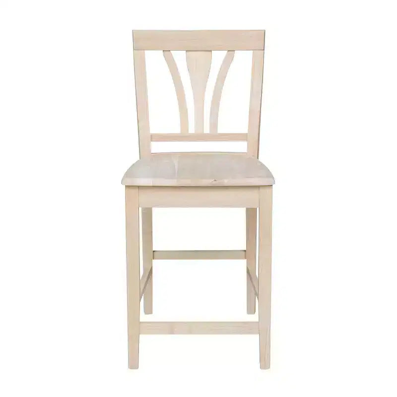 Sgabello da Bar a Contatore Senza Finitura con Schienale Alto 24" - International Concepts: Legno massello di Para, Design senza braccioli, Capacità 113 kg