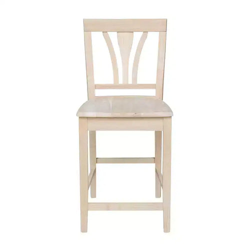 Sgabello da Bar a Contatore Senza Finitura con Schienale Alto 24" - International Concepts: Legno massello di Para, Design senza braccioli, Capacità 113 kg