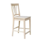 Sgabello da Bar a Contatore Senza Finitura con Schienale Alto 24" - International Concepts: Legno massello di Para, Design senza braccioli, Capacità 113 kg